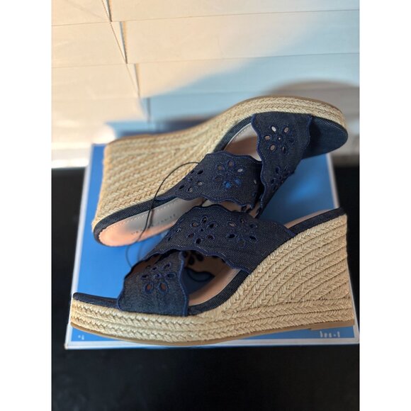 Draper James Emily Heeled Sandal Navy NIB NEW - Picture 6 of 7